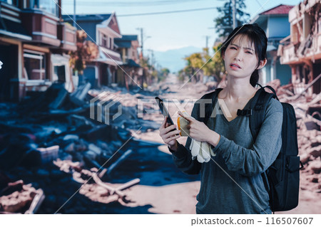 一名受災難影響的年輕女子 116507607