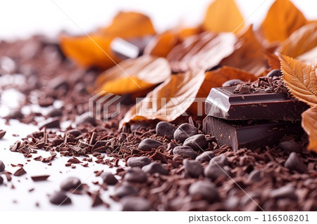 Fall Feast. Chocolate, Cocoa Beans & Leaves. 116508201