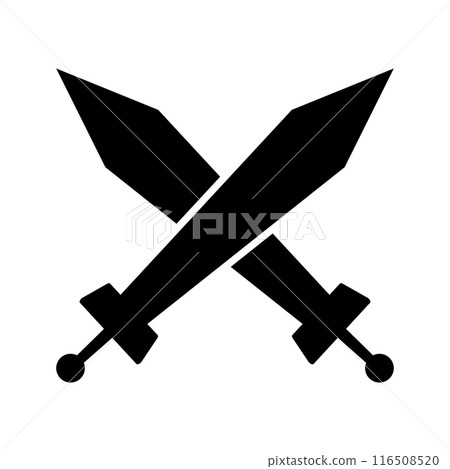 Crossed swords silhouette icon.Vector. 116508520