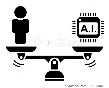人類和人工智慧秤的圖標 116508658