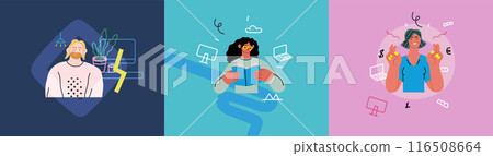 Creative Workspace: Video Conference, modern flat vector concept illustration of person engaging in virtual business meeting Connectivity, collaboration, digital interaction, remote work, productivity 116508664