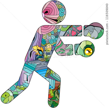 Boxing icon. Olympic sport. Abstract hand drawing. Boxing icon. Olympic sport. Abstract hand drawing. 116509840