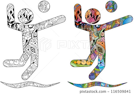 Beach volleyball icon for coloring. Olympic sport Beach volleyball icon for coloring. Olympic sport 116509841
