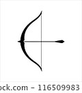 Arrow and bow silhouette on white background. Arrow and bow icon sign vector illustration design. 116509983