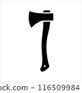 Wood axe silhouette on white background. Wood axe icon sign vector illustration design. 116509984