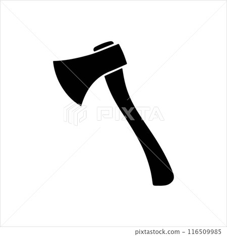 Wooden axe silhouette on white background. Axe icon sign vector illustration design. Wooden axe silhouette on white background. Axe icon sign vector illustration design. 116509985
