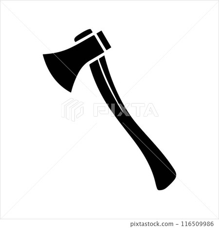 Black silhouette lumberjack axe vector silhouette on white background. Lumberjack axe icon sign vector illustration design. Black silhouette lumberjack axe vector silhouette on white background. Lumberjack axe icon sign vector illustration design. 116509986