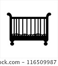 Baby cot silhouette isolated on white background. Baby cot icon vector illustration design. 116509987