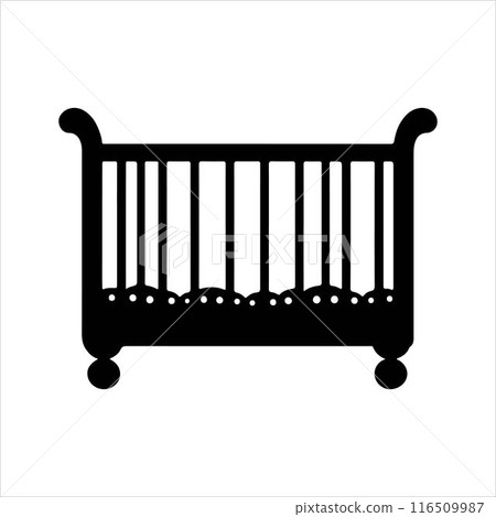 Baby cot silhouette isolated on white background. Baby cot icon vector illustration design. Baby cot silhouette isolated on white background. Baby cot icon vector illustration design. 116509987
