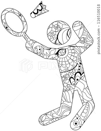 Badminton game icon for coloring. Olympic sport Badminton game icon for coloring. Olympic sport 116510018
