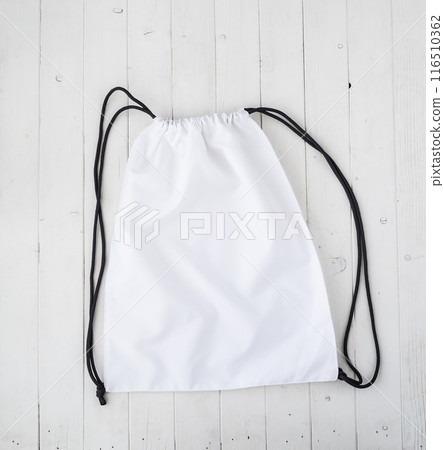 white backpack with black string 116510362