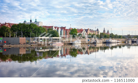 Szczecin waterfront as seen from Lasztownia Island, Poland. 116511000
