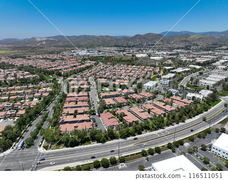 Aerial view of identical condominium houses in Lake Forest, California Aerial view of identical condominium houses in Lake Forest, California 116511051