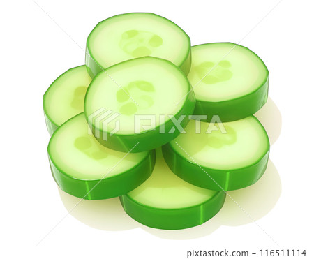 Fresh cucumber slices, illustration on a white background 116511114