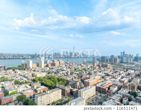 Aerial View of Hoboken and Manhattan Skyline 116511471