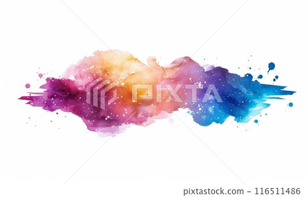 Grunge brushed splash banner, watercolor gradient painted galaxy colored background with white stars. Futuristic cosmic design 116511486
