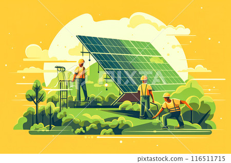 illustration of men and women making sustainable, eco friendly lifestyle choices 116511715