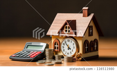 Real estate agents bid homes, explaining details to clients. 116511980