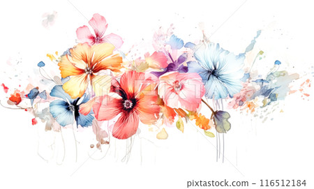 A colorful bouquet of flowers with a white background. 116512184