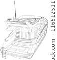 Vector outline Yacht. Wire-frame motor yacht. EPS10 format. Vector created of 3d 116512511