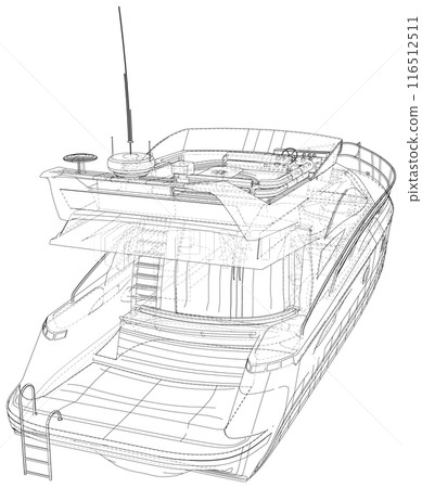 Vector outline Yacht. Wire-frame motor yacht. EPS10 format. Vector created of 3d 116512511