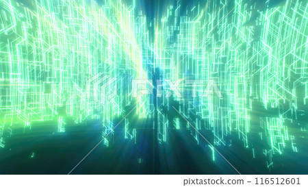 Abstract glowing energy futuristic green hi-tech abstract background made of lines and computer stripes 116512601