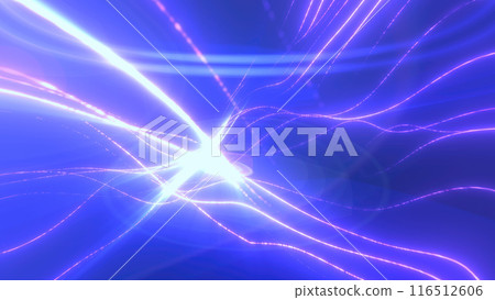 Blue glowing energy waves from small particles and lines abstract background Blue glowing energy waves from small particles and lines abstract background 116512606