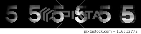 Number 5 Logo Geometric Lines Art Set 116512772