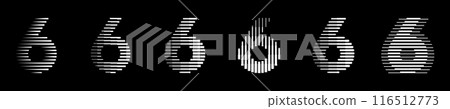 Number 6 Logo Geometric Lines Art Set 116512773