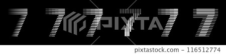Number 7 Logo Geometric Lines Art Set 116512774
