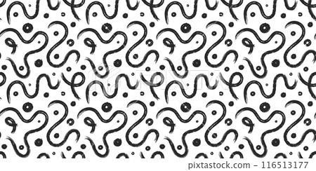 Abstract squiggles black-white seamless pattern Abstract squiggles black-white seamless pattern 116513177
