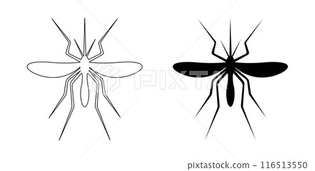 Mosquito icons isolated on white background. Gnat silhouettes. Poisonous flying insects. Malaria, dengue or zika virus concept. Vector graphic illustration Mosquito icons isolated on white background. Gnat silhouettes. Poisonous flying insects. Malaria, dengue or zika virus concept. Vector graphic illustration 116513550