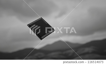 Abstract background with microchips and electronics symbolizing technology and innovation. AIG53M 116514073
