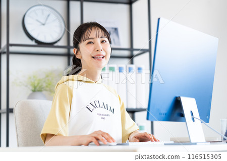 Young freelance woman using a computer 116515305