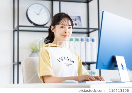 Young freelance woman using a computer 116515306