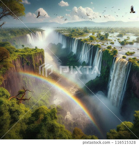 Otherworldly scenery and rainbow 116515328
