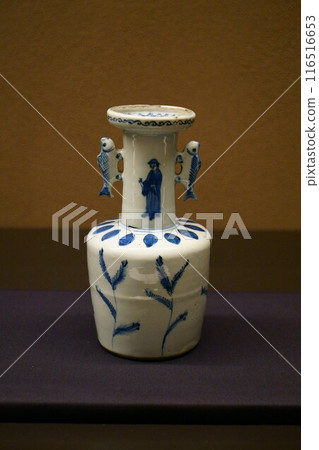 6898 Antique blue and white Takasago hand-painted vase 6898 Antique blue and white Takasago hand-painted vase 116516653