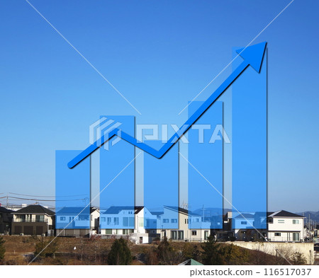 A graph showing soaring real estate, land, and housing prices 116517037