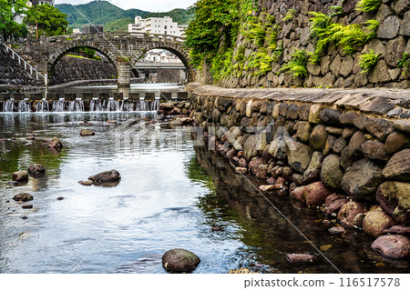 Nakajima River and Meganebashi Bridge [Nagasaki City] 116517578