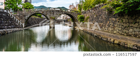 中島川和眼鏡橋全景【長崎市】 116517597