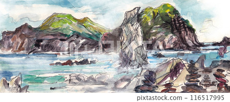 Sado [From the River of the Cross] View of Futatsugame 116517995