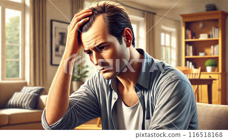 Illustration of a man suffering from thinning hair 116518168