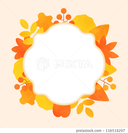 Leaf arrangement. Autumn-inspired frame. Vector illustration material. Leaf arrangement. Autumn-inspired frame. Vector illustration material. 116518207