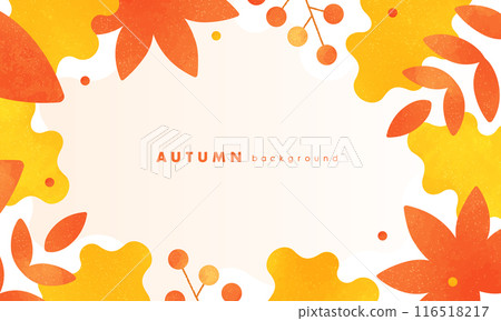 A stylish abstract background with the image of autumn leaves and autumn foliage. Cute vector frame material. 116518217