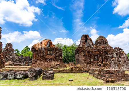 My Son ruins, a sacred site of the Champa Kingdom in Vietnam, where Hindu gods are enshrined 116518708