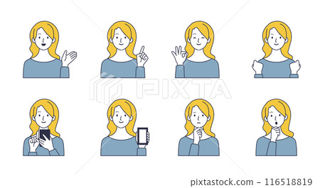 Icon set of women in various poses 116518819
