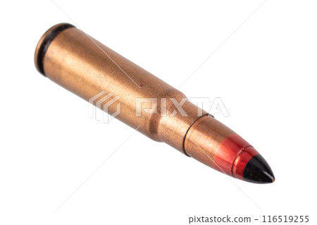7.62x39 kalashnikov high-explosive incendiary armor-piercing ammunition cartridge with black and red nose 116519255