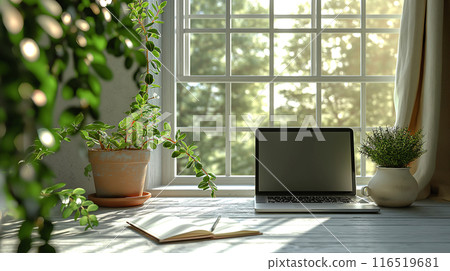 Laptop by the window 116519681