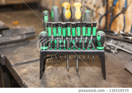 Screwdrivers, tools for mechanic and building. Mechanic tools for maintenance Screwdrivers, tools for mechanic and building. Mechanic tools for maintenance 116520535