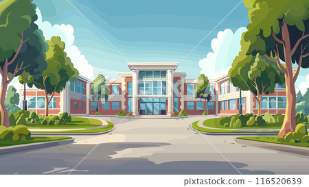 High School Facade with a Driveway Beside It Background Cartoon Game Background Educational Institution Building School Architecture Adventure Illustration Academic Campus High School Facade with a Driveway Beside It Background Cartoon Game Background Educational Institution Building School Architecture Adventure Illustration Academic Campus 116520639